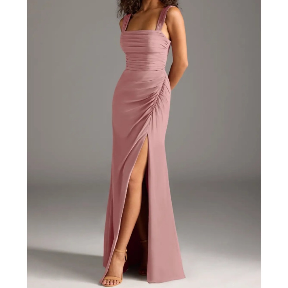 Azazie Jesaphine Dusty Rose Sheath Bow Chiffon Dress | Dusty Rose